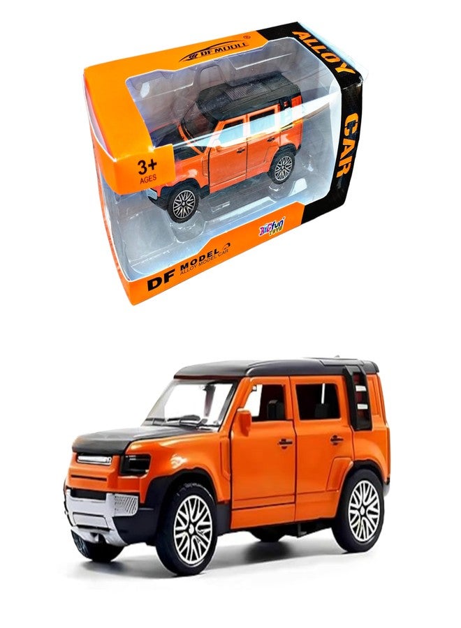 RUHANI Metal Range Rover Defender 1:32 Scale Model Car Exclusive Alloy Metal Pull Back Die Cast Metal Car with Openable Doors for Kids (Orange) - Image 1